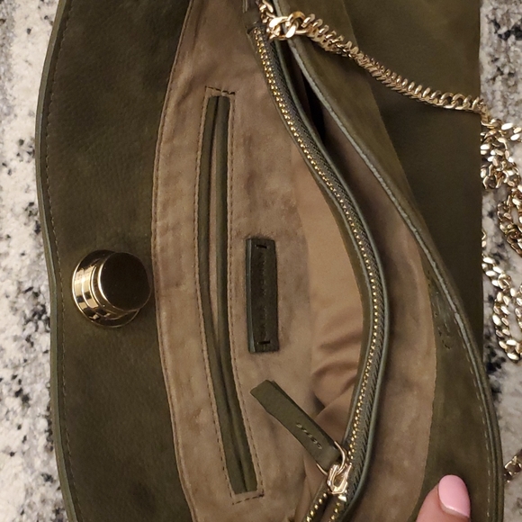 Zara olive green Faux Nubuck clutch shoulder purse - Picture 4 of 7